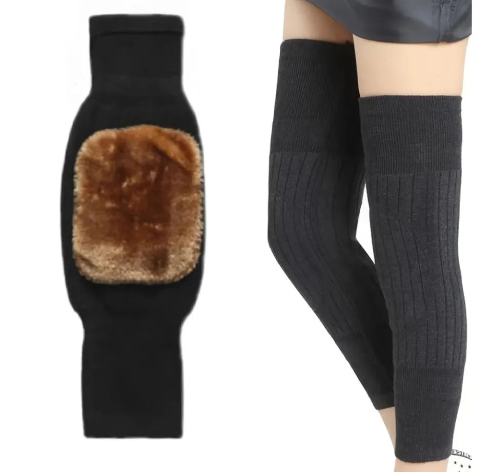 Ultra-Warm Wool Leg Warmers – Knee-High Winter Comfort with Soft Fleece Lining (Unisex | 1 Pair - Random Color)