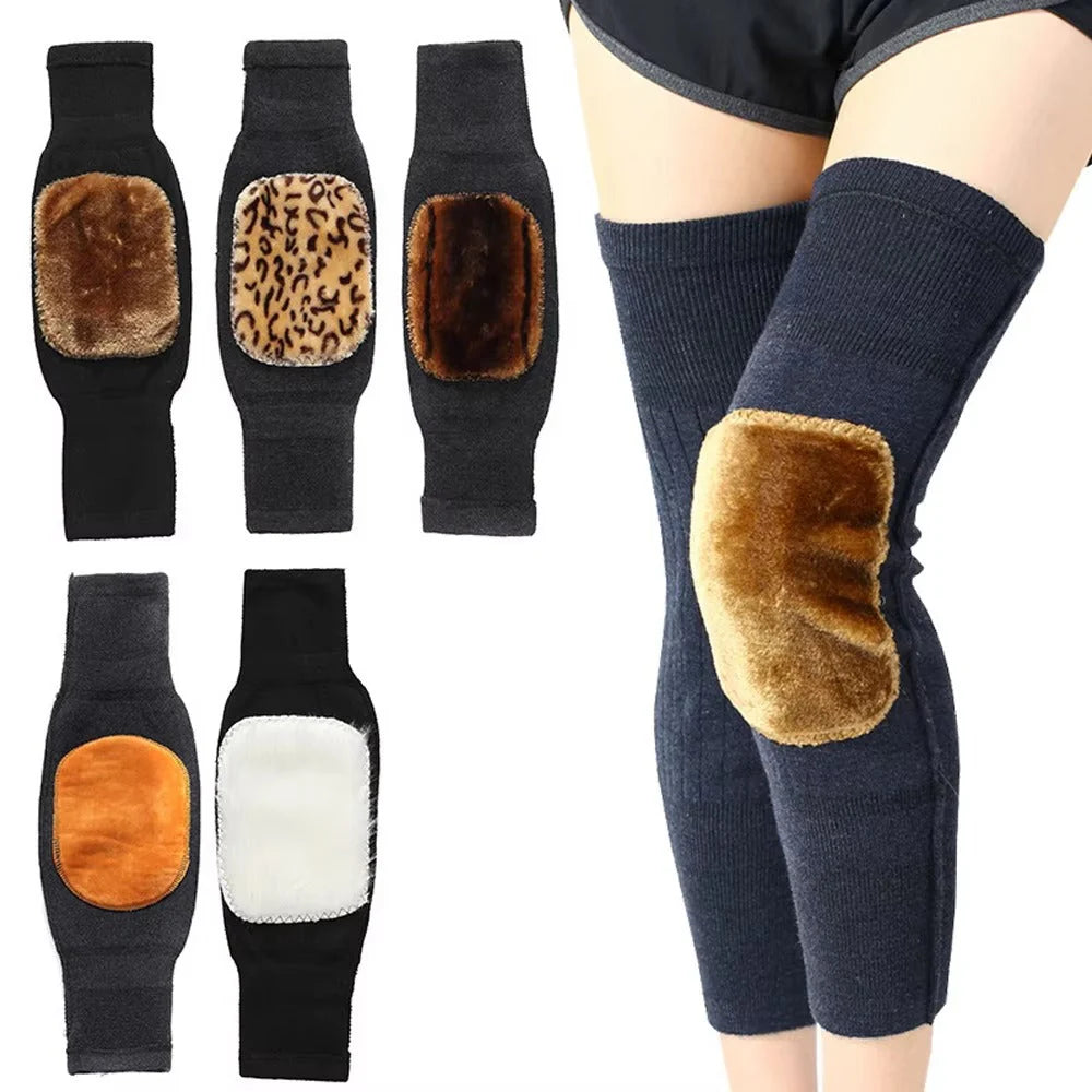 Ultra-Warm Wool Leg Warmers – Knee-High Winter Comfort with Soft Fleece Lining (Unisex | 1 Pair - Random Color)